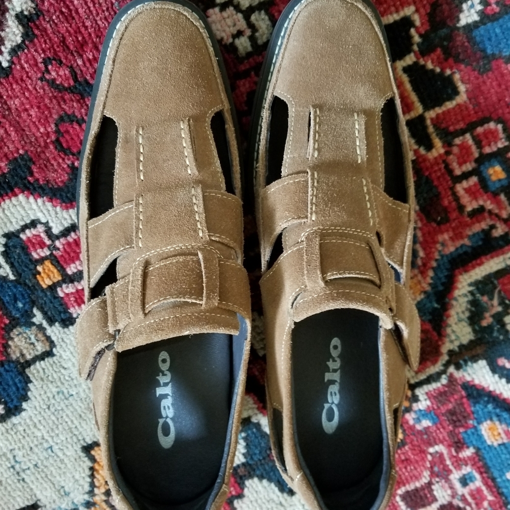 Calto Fisherman Sandals suede shoes brown, Lifters sz 8